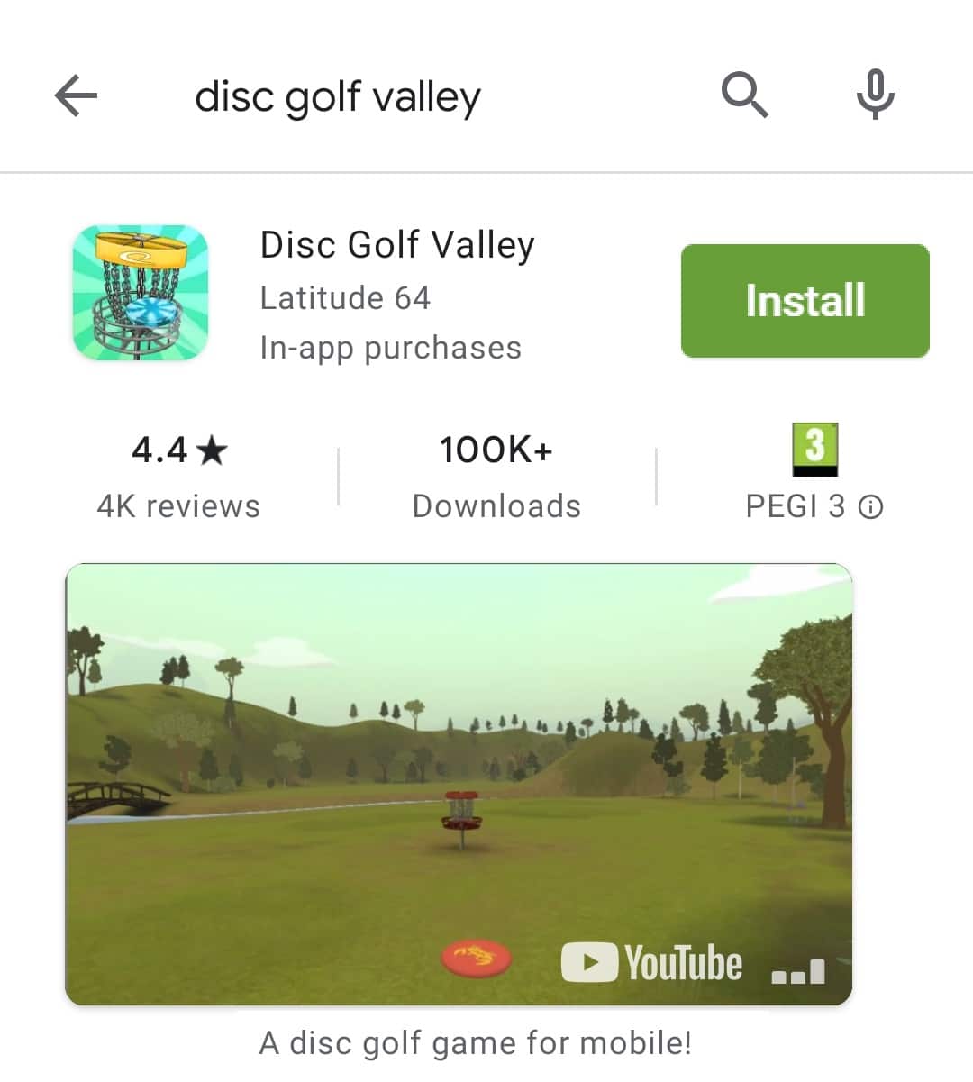 Disc Golf Valley in the google play store