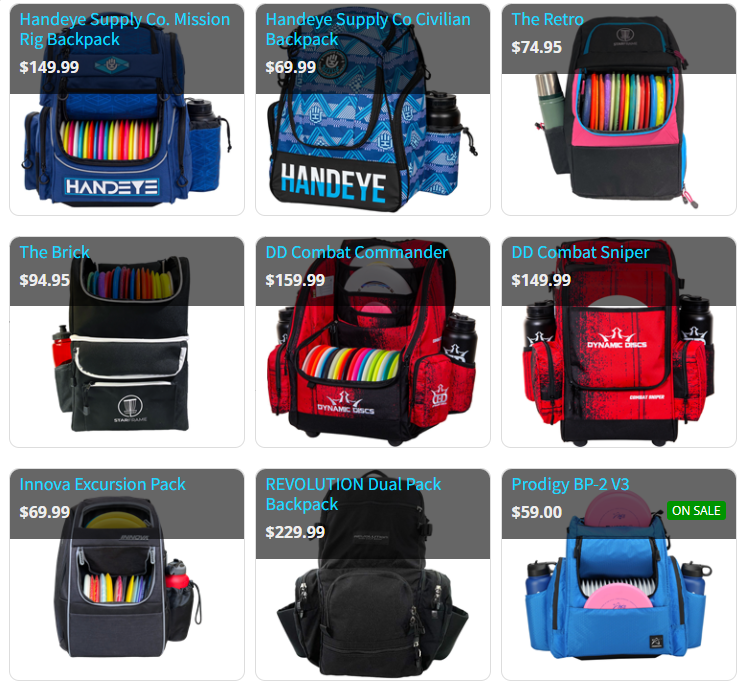 InfiniteDiscs Large Backpacks