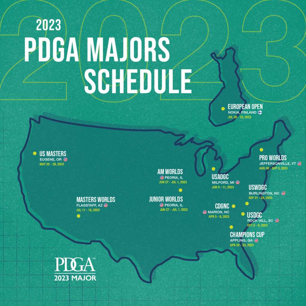 2023 PDGA Majors, DGPT Elite and Silver Events, Euro Tour and European