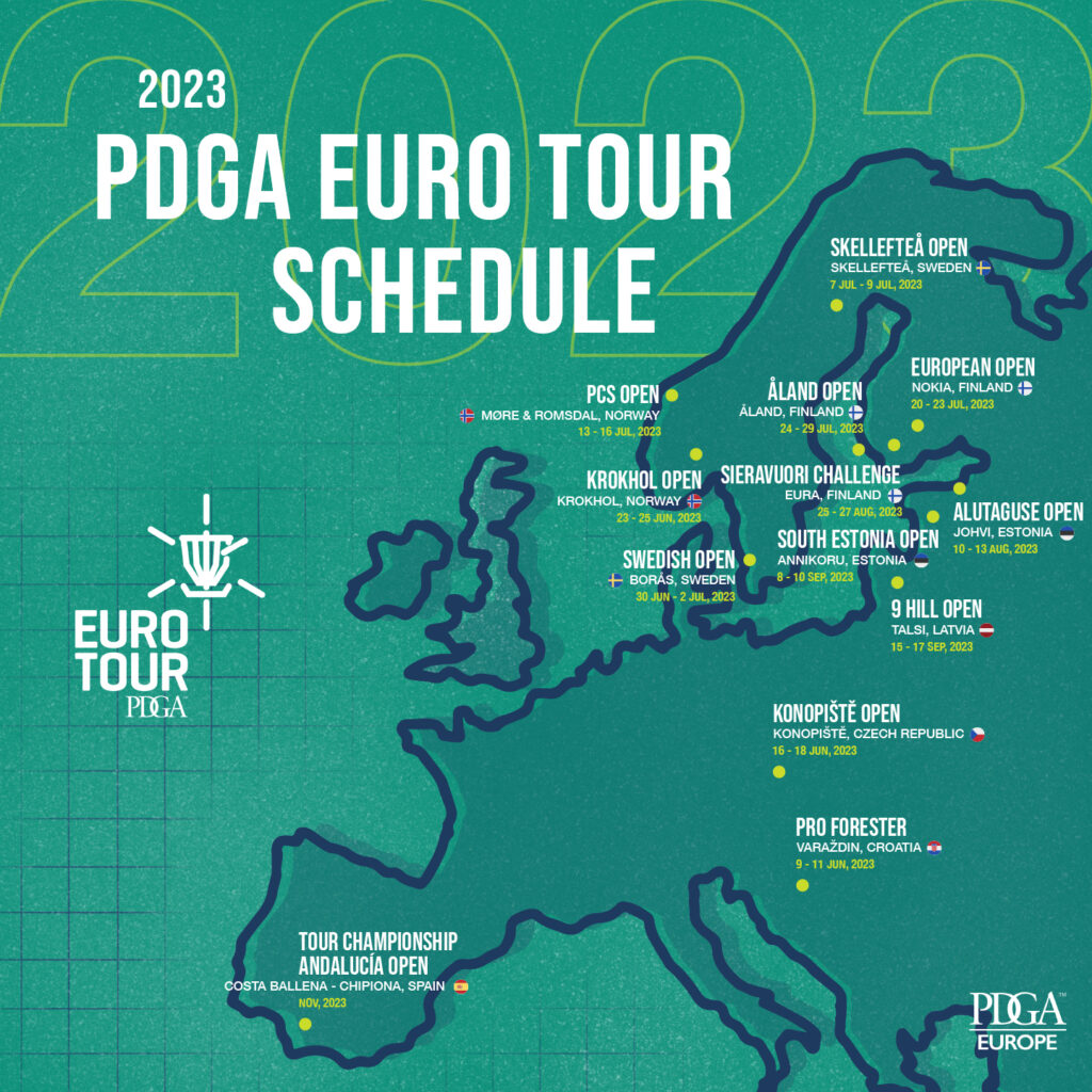 2023 PDGA Majors, DGPT Elite and Silver Events, Euro Tour and European Pro Tour Schedules