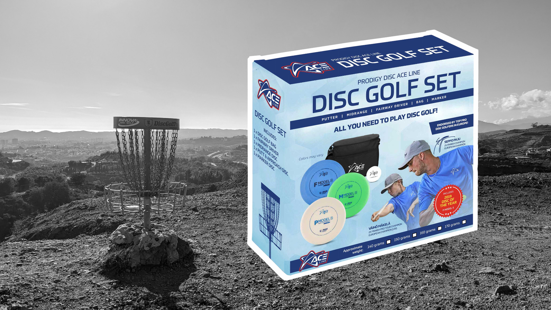 Prodigy_disc_golf_beginner_set with starter bag