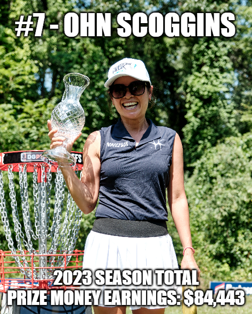 Ohn Scoggins earned a total of 84,443 USD in the 2023 disc golf pro season