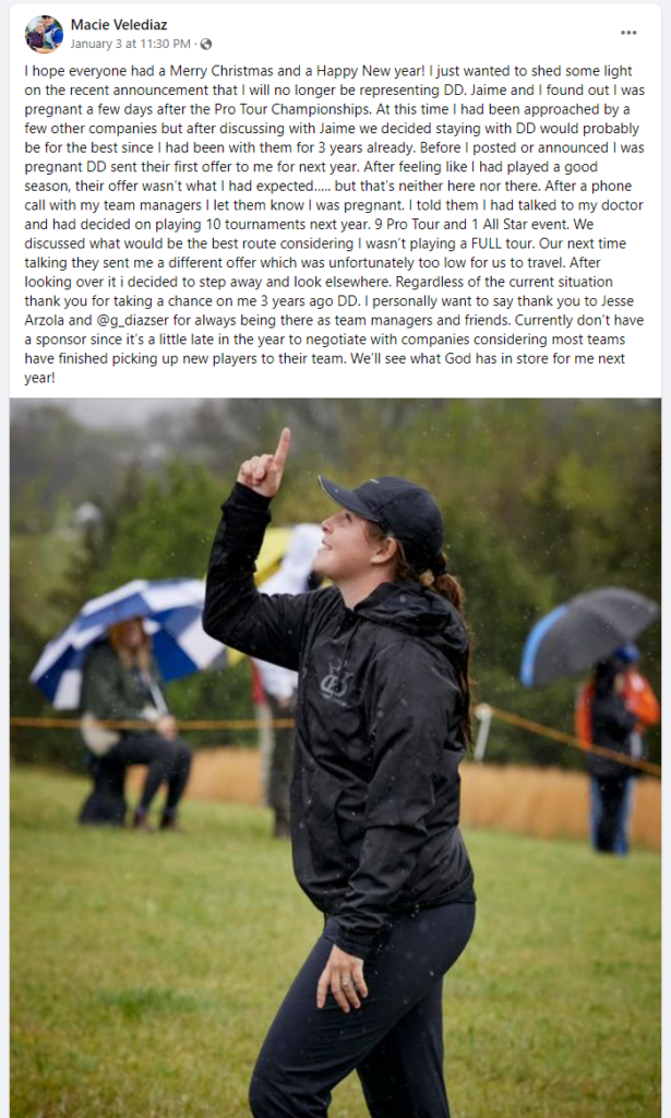 Macie Velediaz shed a light on why she and Dynamic Discs parted ways
