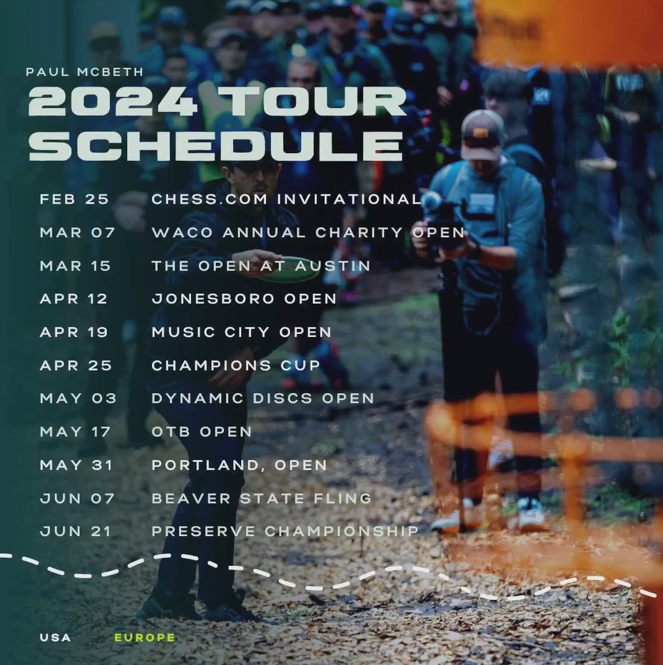Paul McBeth tour schedule part 2