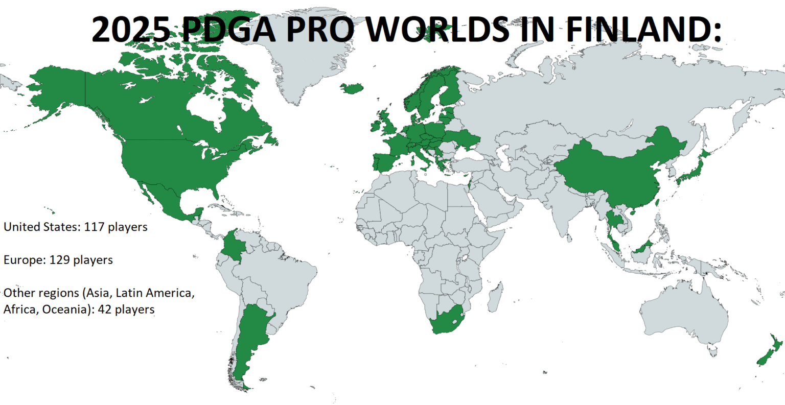 A map of the countries and number of players represented at the 2025 ...